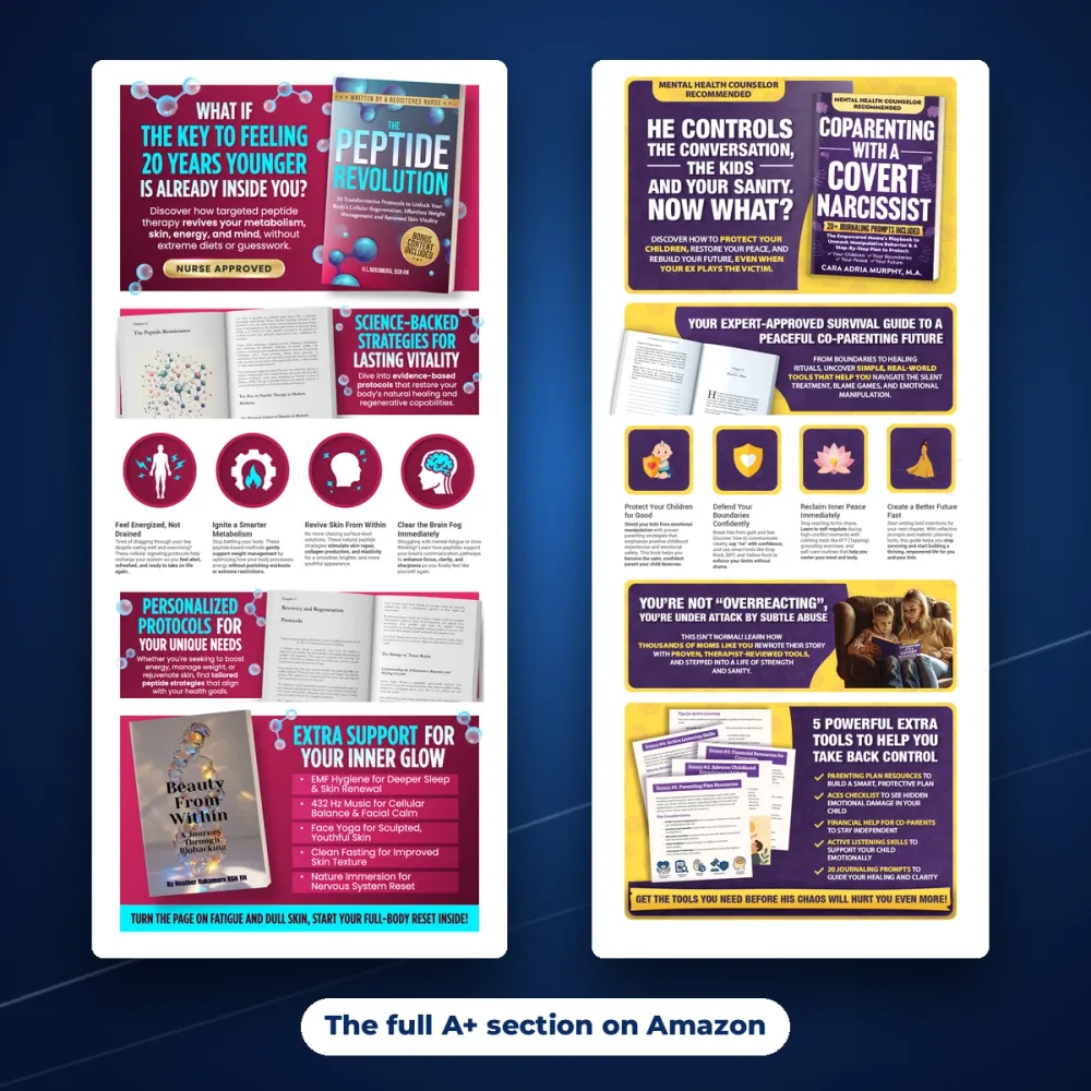Two full 5-module A+ Content sections on Amazon