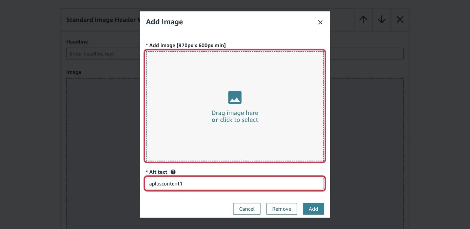 The Alt text field under the image